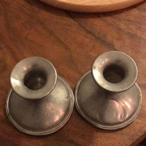 Revere Pewter VTG Pair Of 2 Candle Holders Weighted Pewter Set Round - Picture 8 of 13
